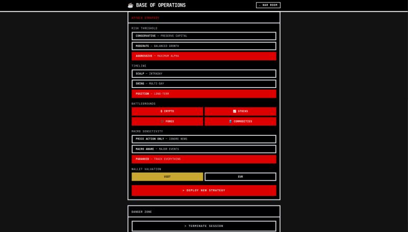 Base of Operations - strategy configuration UI